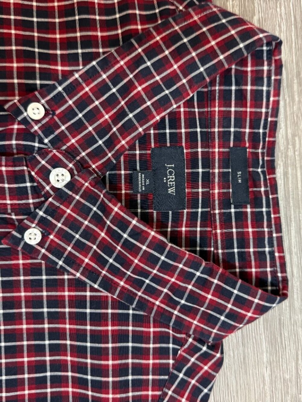 J. Crew Slim Fit Plaid Button Down Shirt - Red/Navy Size XL - Picture 4 of 7